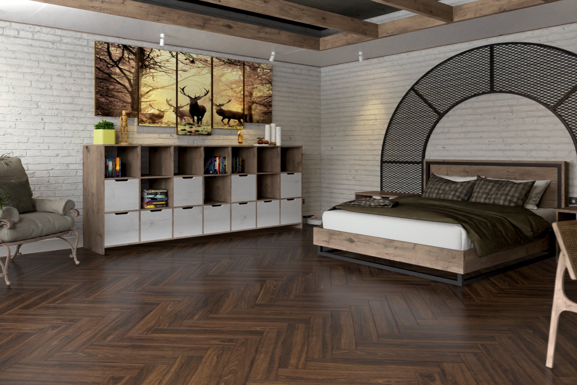 Инженерный паркет «Damy Floor» Каштановый (укладка елочкой) — купить в Екатеринбурге